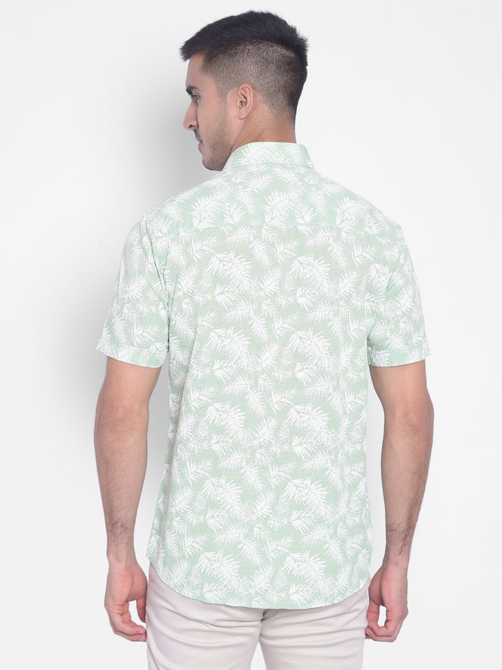Green Floral Shirt-Men Jeans-Crimsoune Club