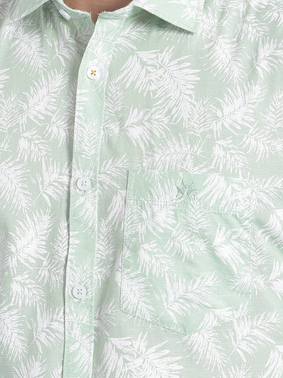 Green Floral Shirt-Men Jeans-Crimsoune Club