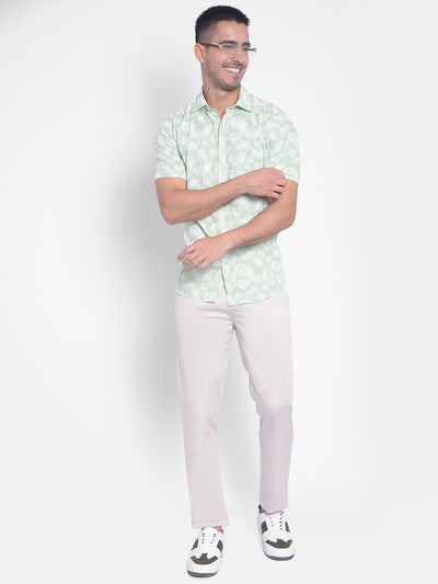 Green Floral Shirt-Men Jeans-Crimsoune Club