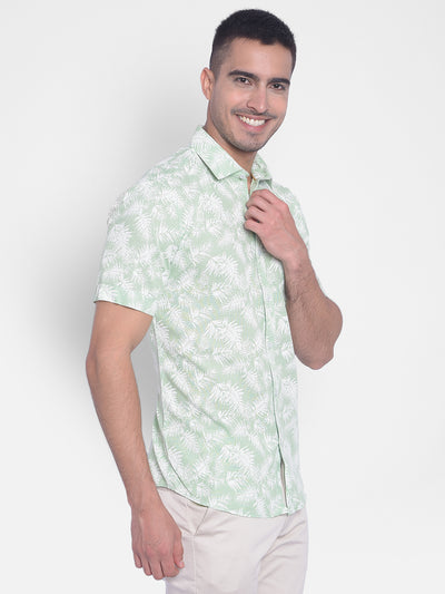 Green Floral Shirt-Men Jeans-Crimsoune Club