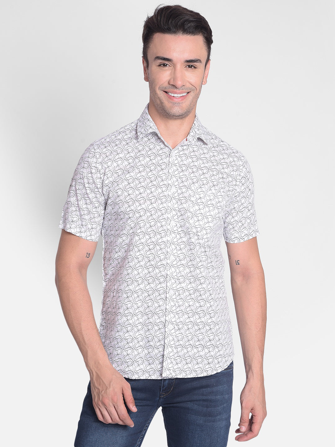 White Printed Shirt-Men shirts-Crimsoune Club