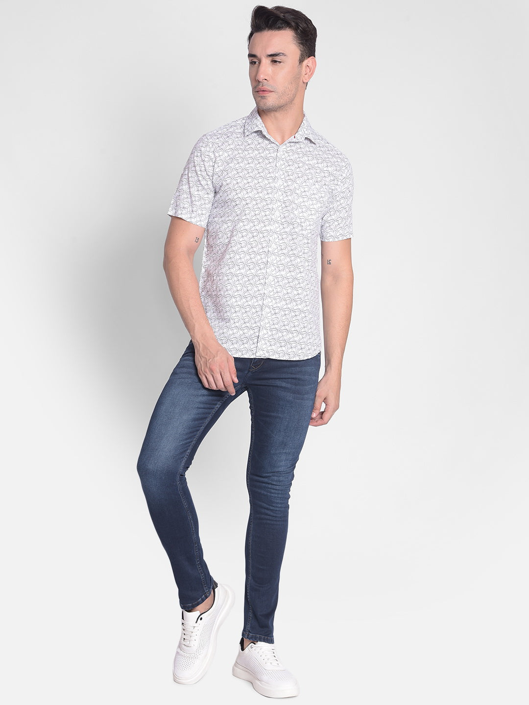 White Printed Shirt-Men shirts-Crimsoune Club