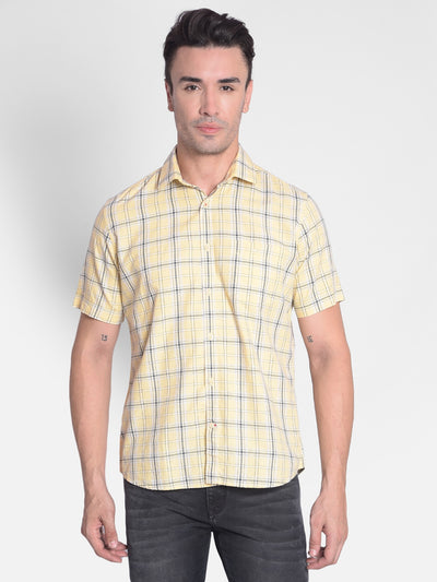 Yellow Checked Shirt-Men shirts-Crimsoune Club
