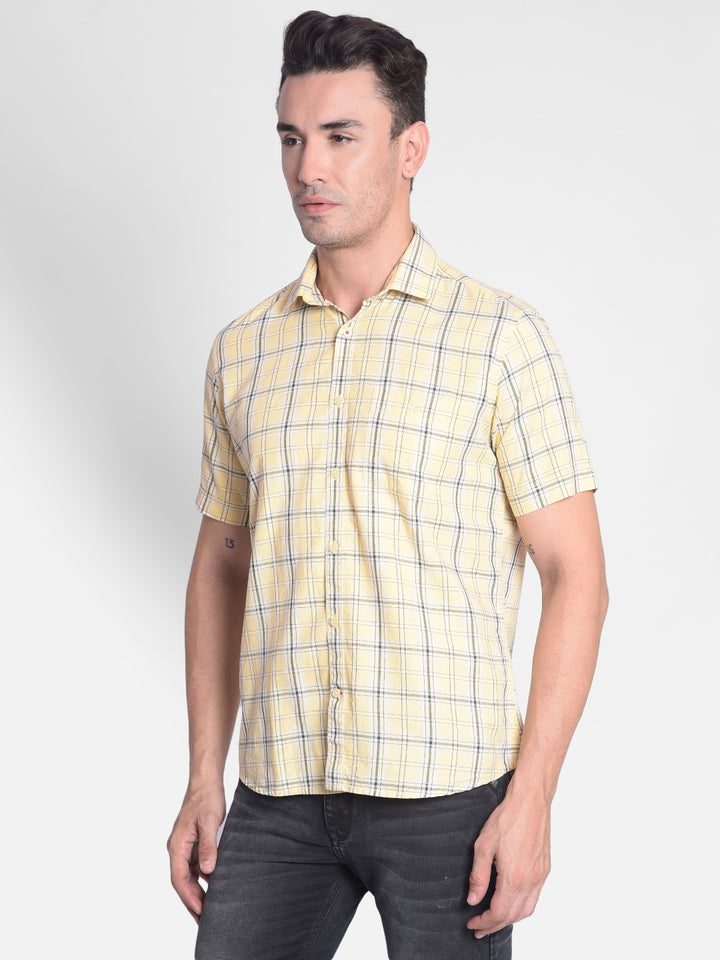Yellow Checked Shirt-Men shirts-Crimsoune Club