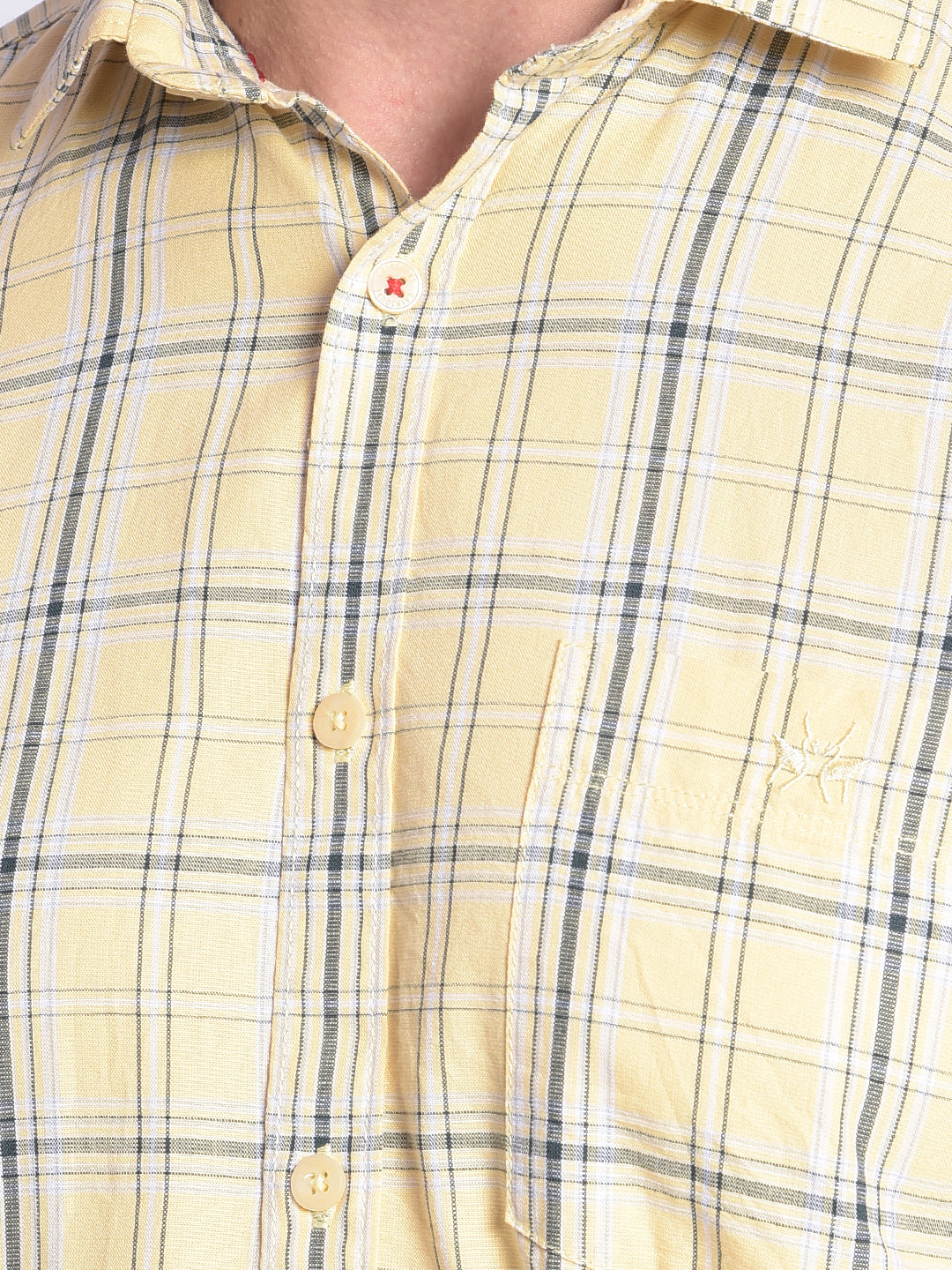 Yellow Checked Shirt-Men shirts-Crimsoune Club