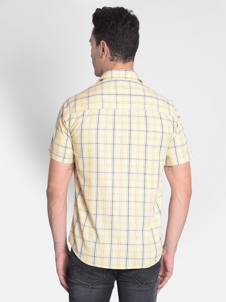 Yellow Checked Shirt-Men shirts-Crimsoune Club