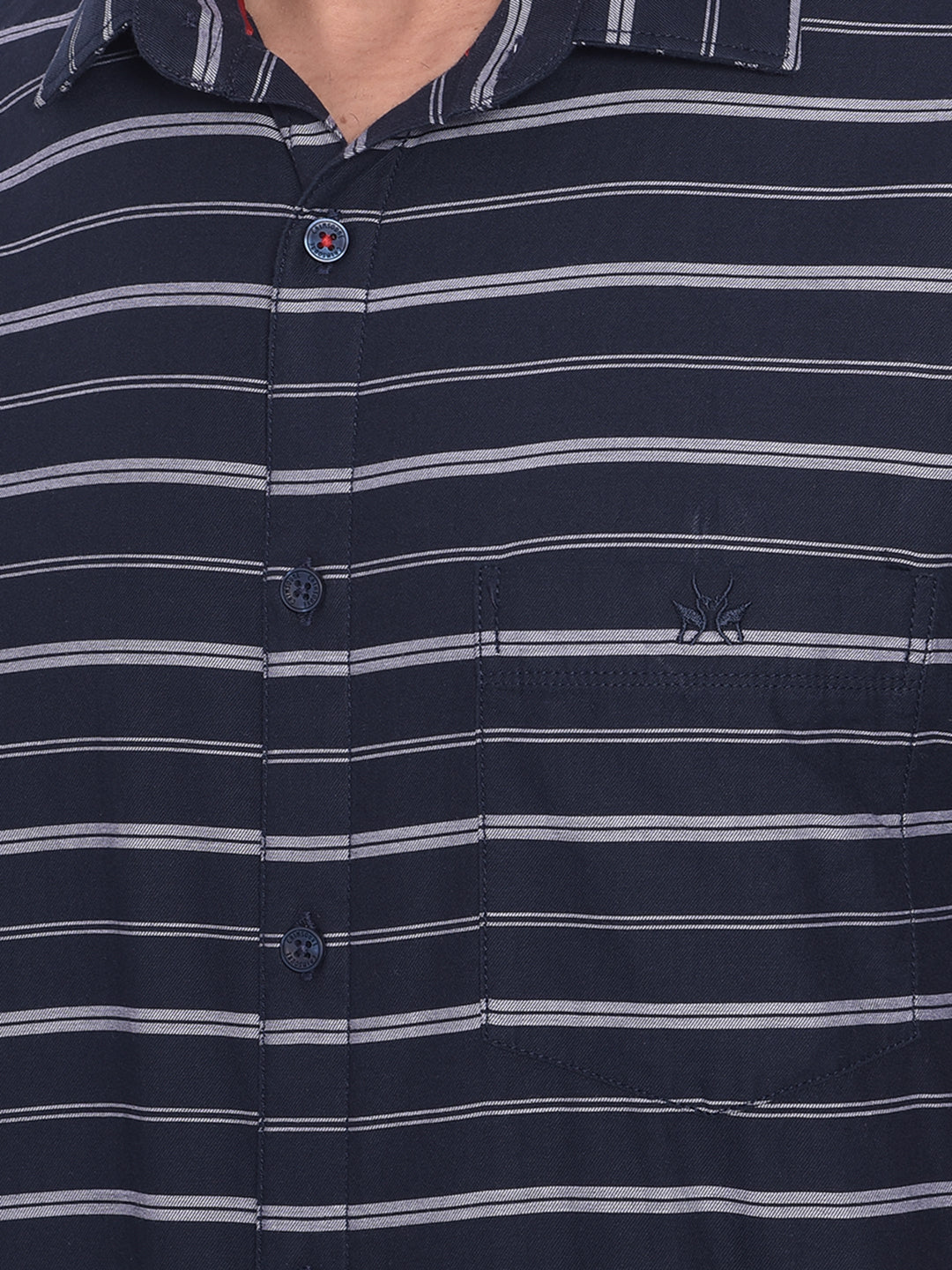 Navy Blue Striped Shirt-Mens Shirts-Crimsoune Club