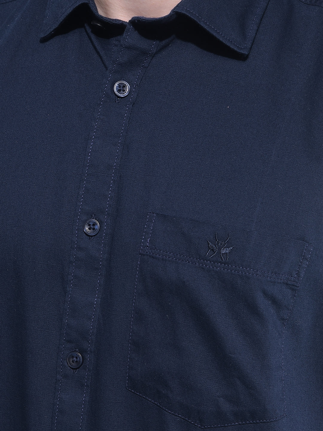 Navy Blue 100% Cotton Shirt-Men Shirts-Crimsoune Club