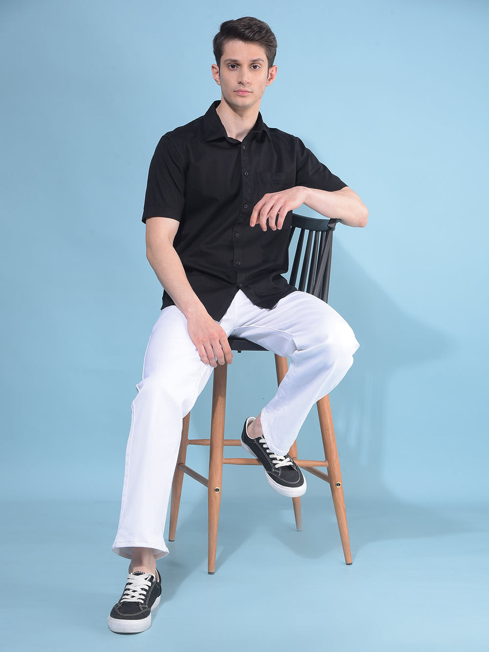 Black 100% Cotton Shirt-Men Shirts-Crimsoune Club