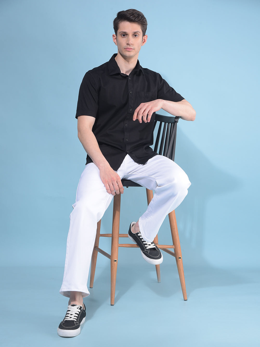 Black 100% Cotton Shirt-Men Shirts-Crimsoune Club
