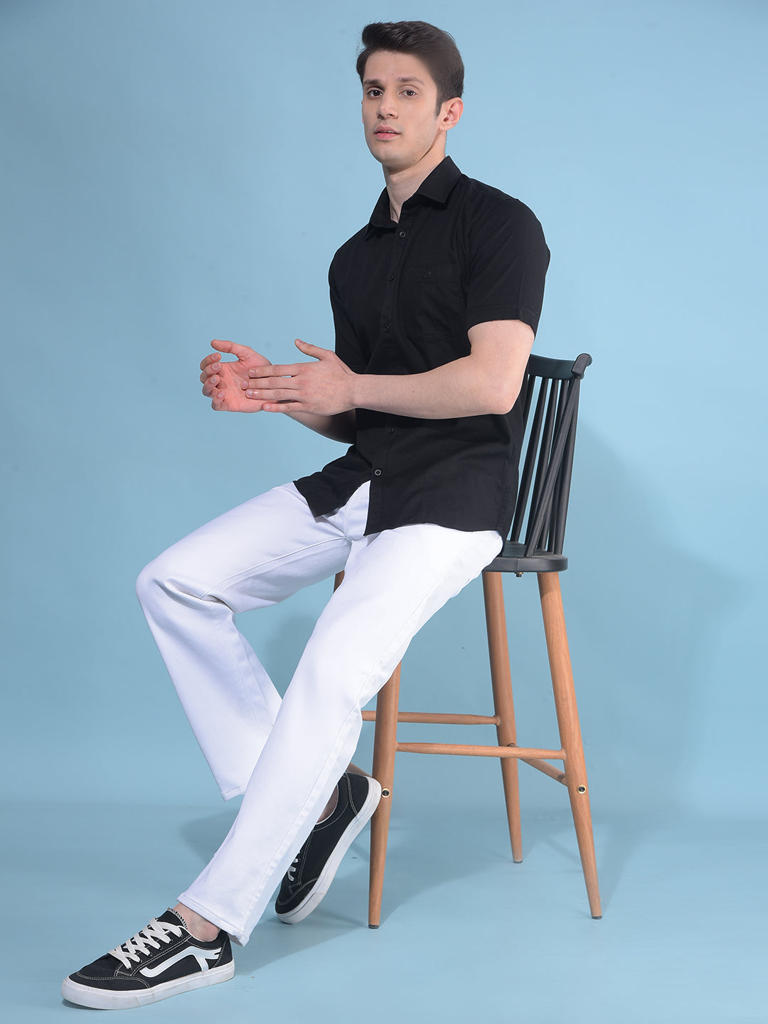Black 100% Cotton Shirt-Men Shirts-Crimsoune Club
