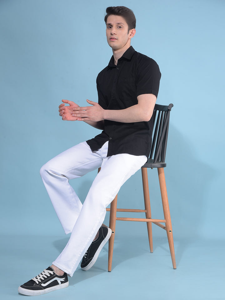 Black 100% Cotton Shirt-Men Shirts-Crimsoune Club