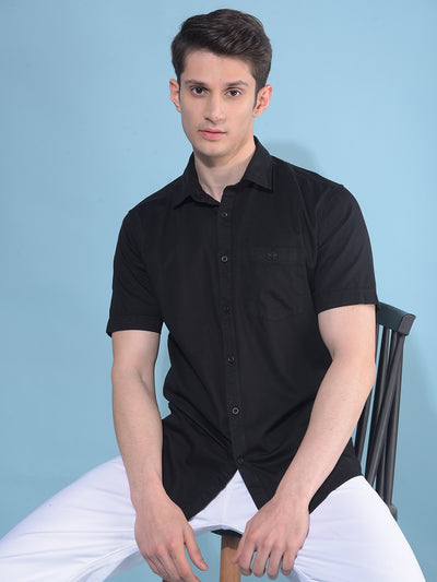 Black 100% Cotton Shirt-Men Shirts-Crimsoune Club