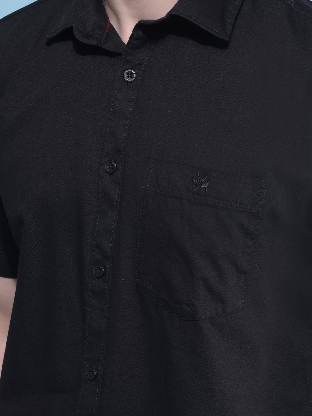 Black 100% Cotton Shirt-Men Shirts-Crimsoune Club