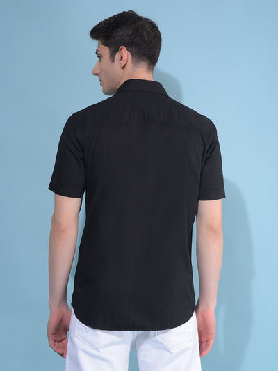 Black 100% Cotton Shirt-Men Shirts-Crimsoune Club