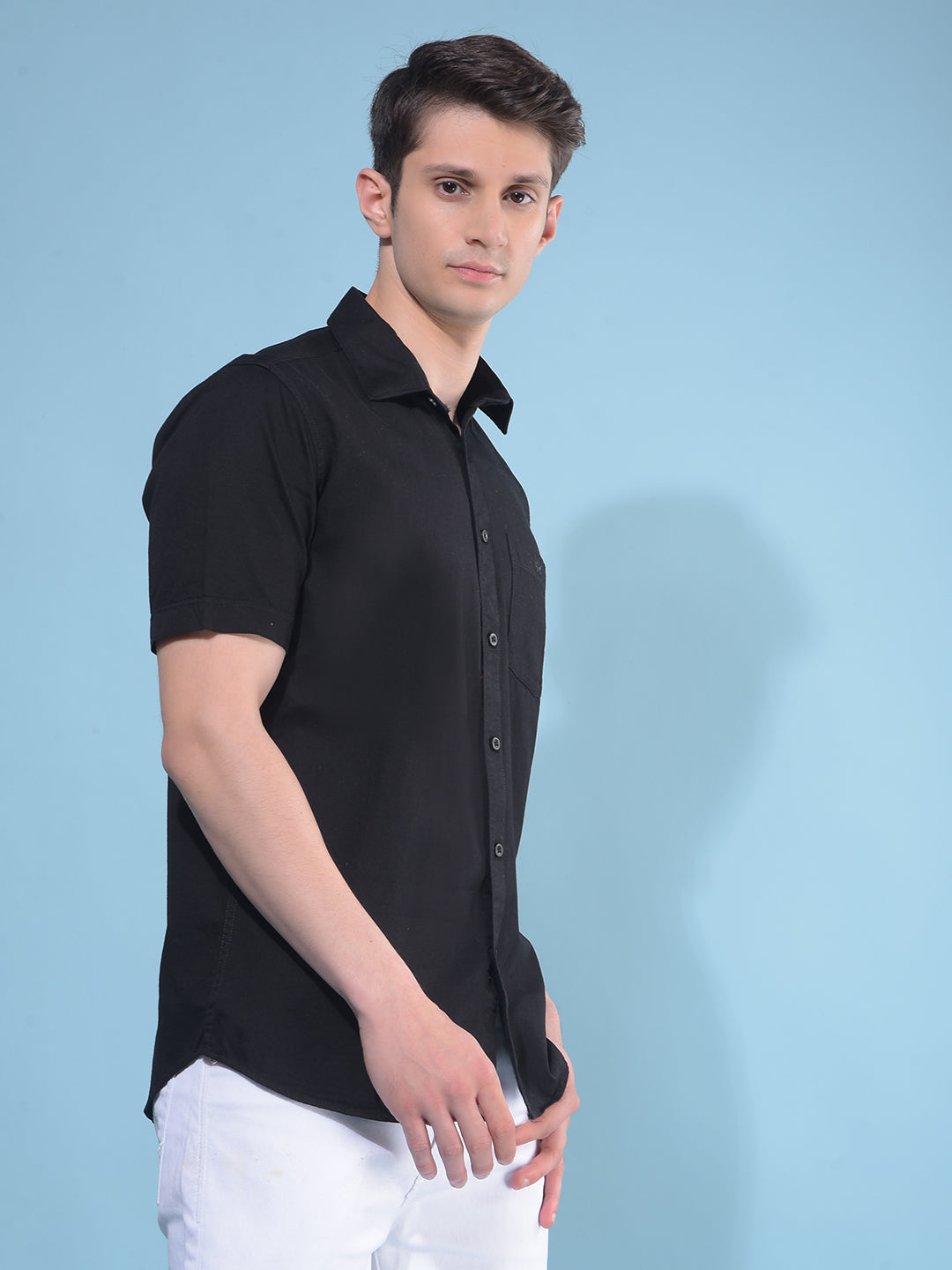 Black 100% Cotton Shirt-Men Shirts-Crimsoune Club