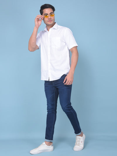 White 100% Cotton Shirt-Men Shirts-Crimsoune Club