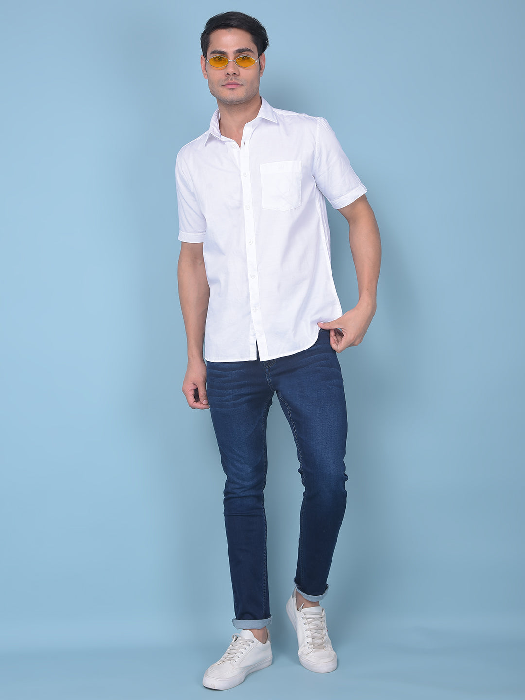 White 100% Cotton Shirt-Men Shirts-Crimsoune Club