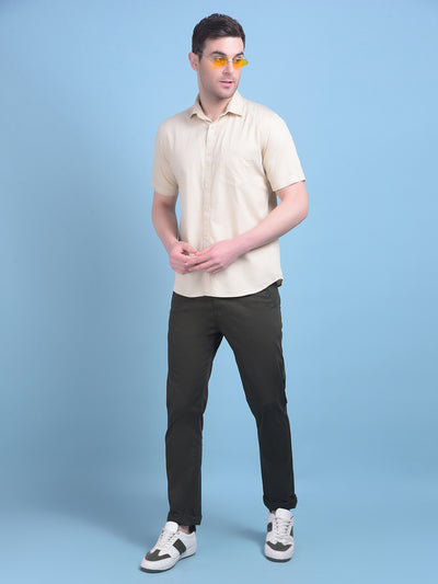 Beige 100% Cotton Shirt-Men Shirts-Crimsoune Club