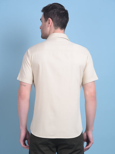 Beige 100% Cotton Shirt-Men Shirts-Crimsoune Club