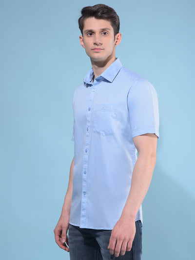 Blue 100% Cotton Shirt-Men Shirts-Crimsoune Club