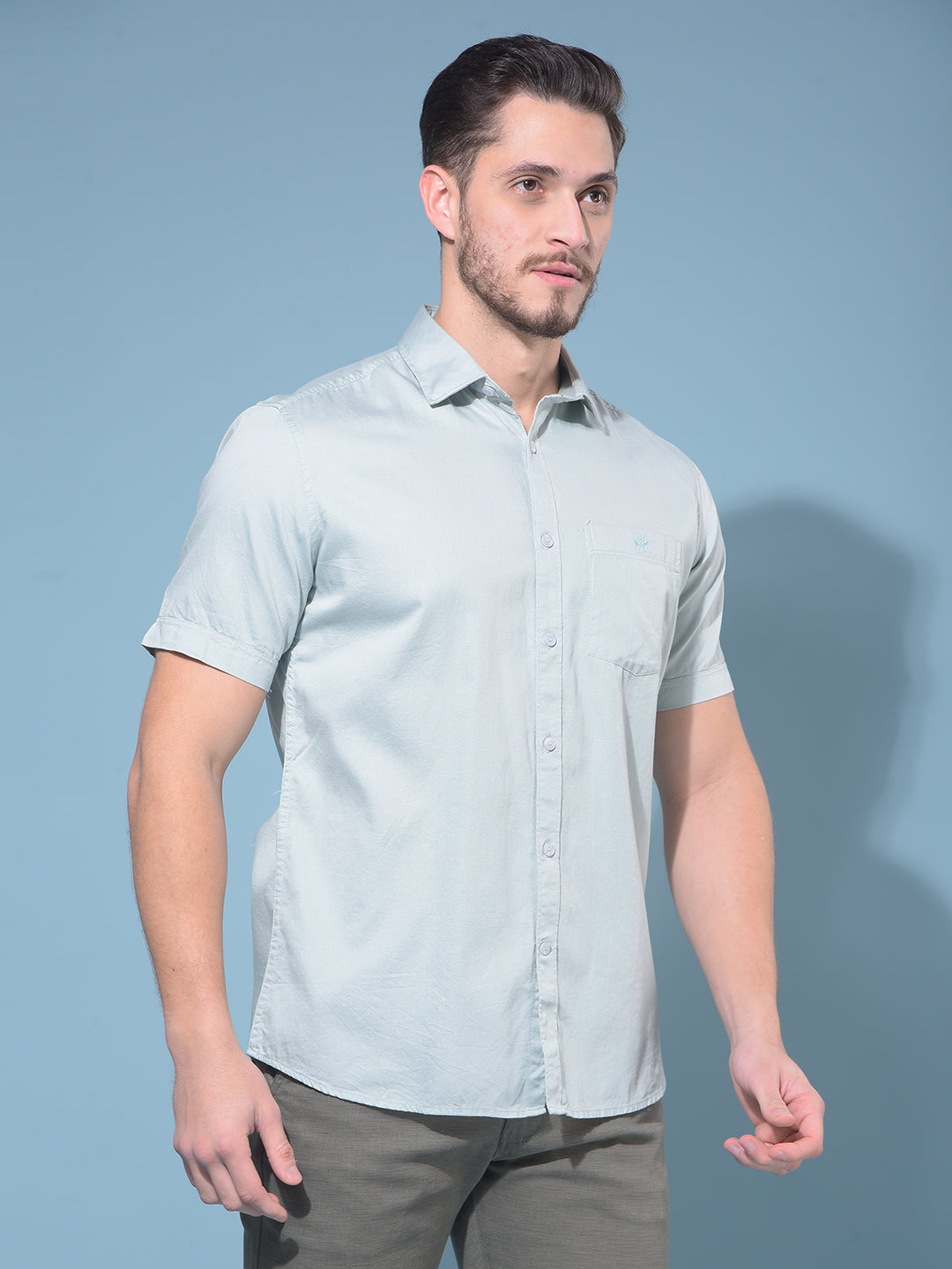 Green 100% Cotton Shirt-Men Shirts-Crimsoune Club