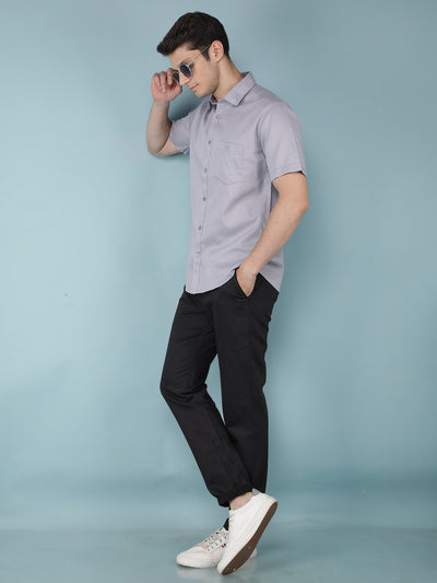 Grey 100% Cotton Shirt-Men Shirts-Crimsoune Club