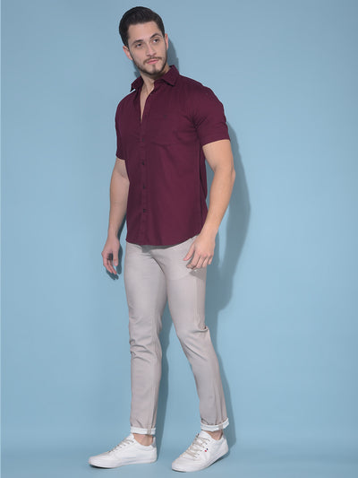 Maroon 100% Cotton Shirt-Men Shirts-Crimsoune Club