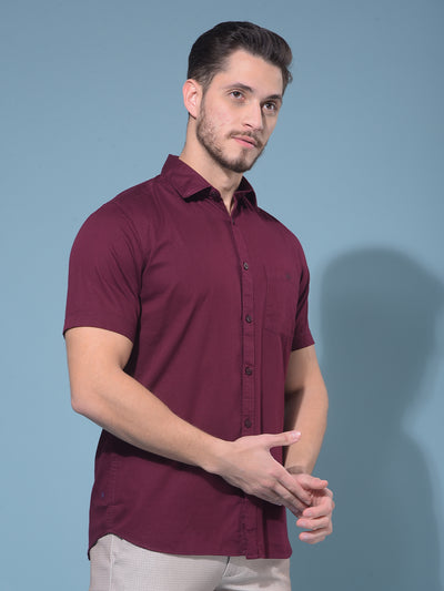 Maroon 100% Cotton Shirt-Men Shirts-Crimsoune Club