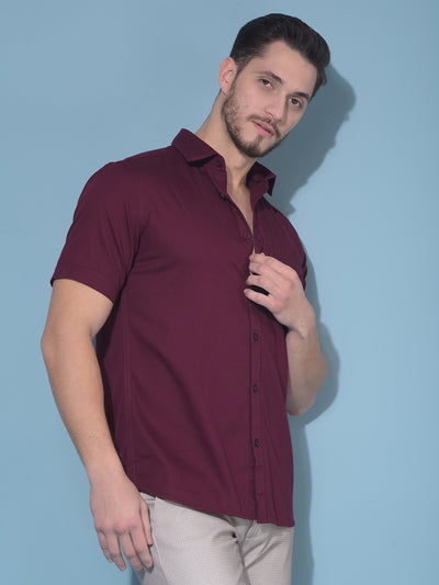 Maroon 100% Cotton Shirt-Men Shirts-Crimsoune Club