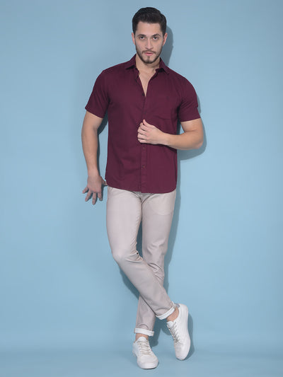 Maroon 100% Cotton Shirt-Men Shirts-Crimsoune Club