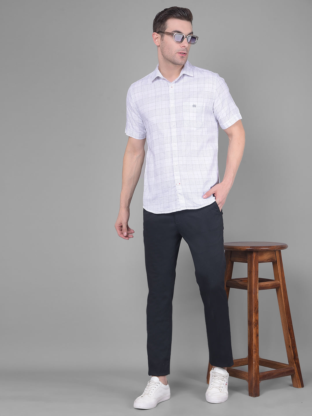 White Checks Shirt-Men Shirts-Crimsoune Club