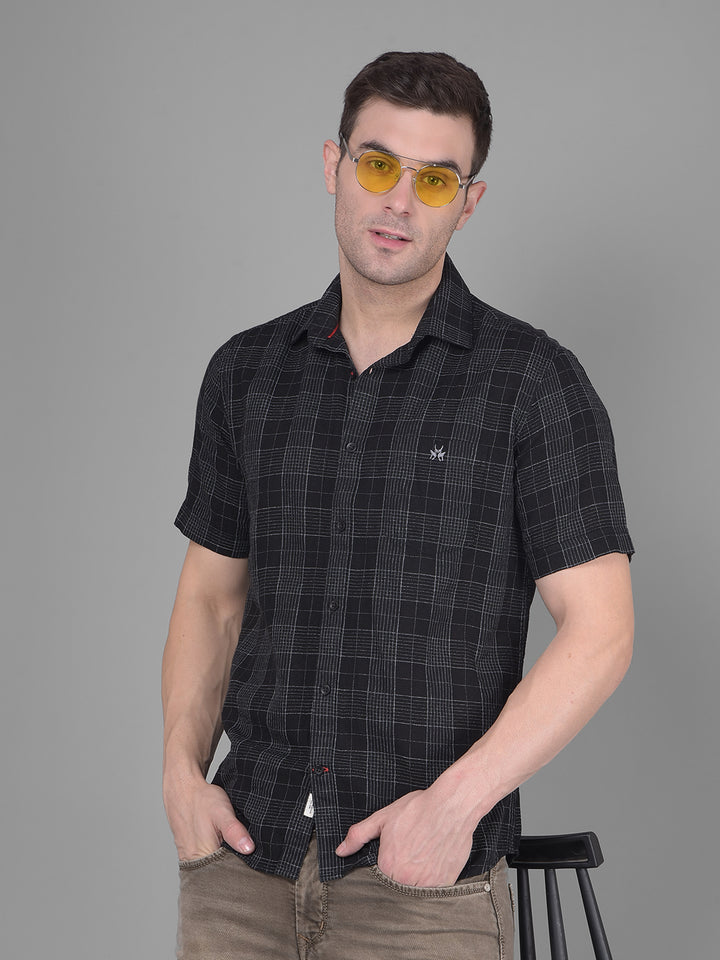 Black Checks Shirt-Men Shirts-Crimsoune Club