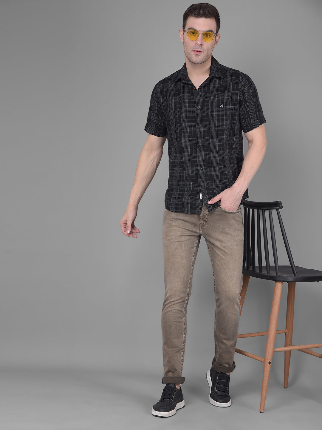 Black Checks Shirt-Men Shirts-Crimsoune Club