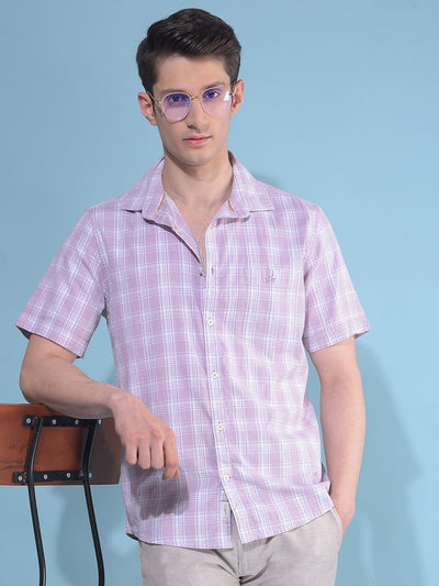 Purple Tartan Check 100% Cotton Shirt-Men Shirts-Crimsoune Club
