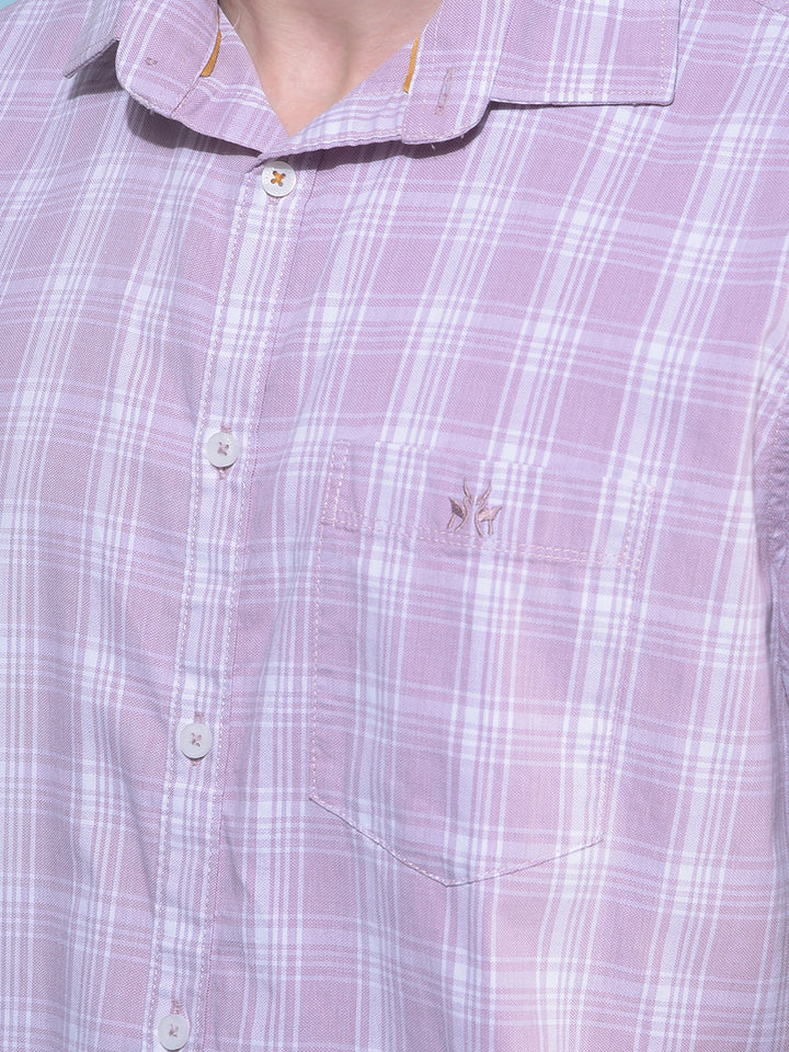 Purple Tartan Check 100% Cotton Shirt-Men Shirts-Crimsoune Club