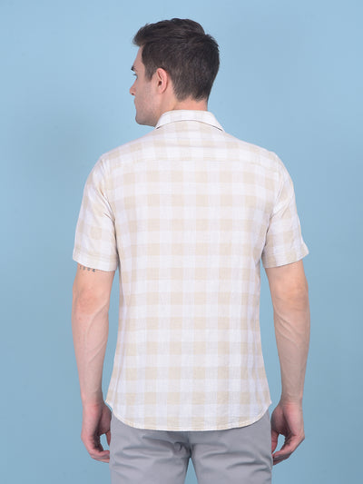White Tartan Check Linen Shirt-Men Shirts-Crimsoune Club