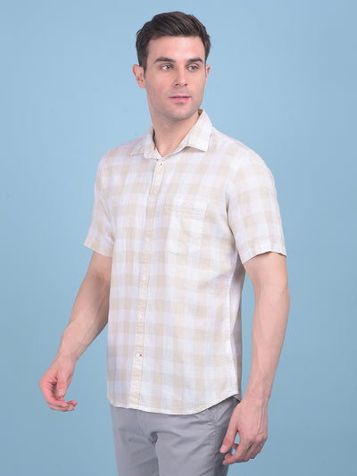 White Tartan Check Linen Shirt-Men Shirts-Crimsoune Club