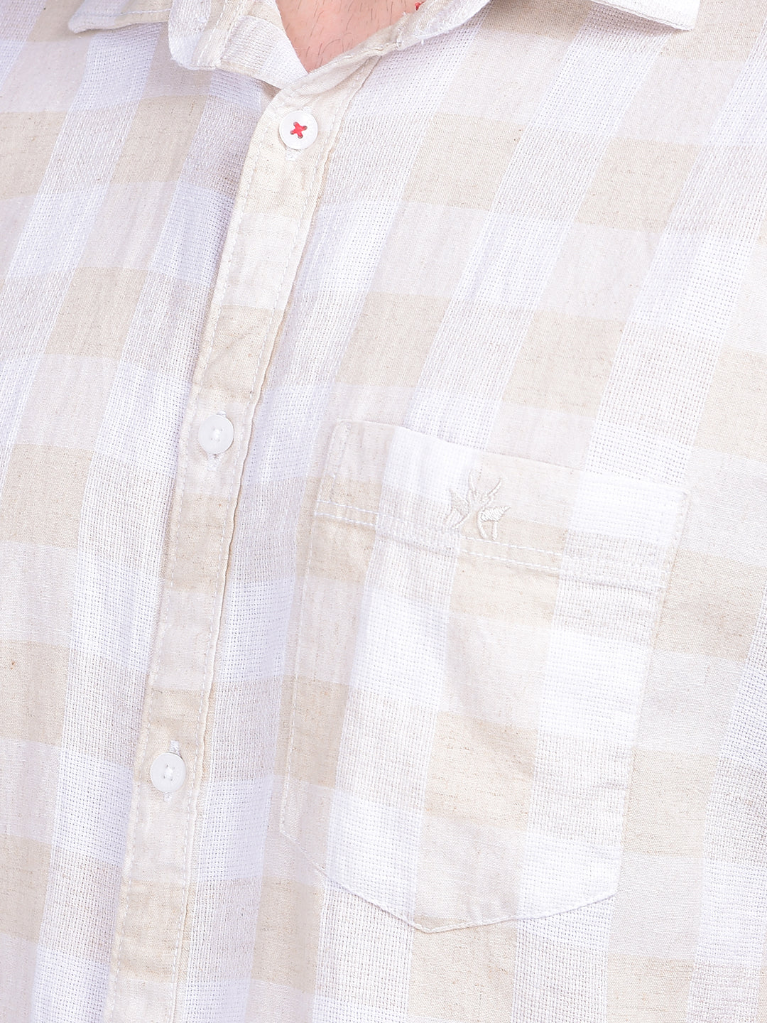 White Tartan Check Linen Shirt-Men Shirts-Crimsoune Club