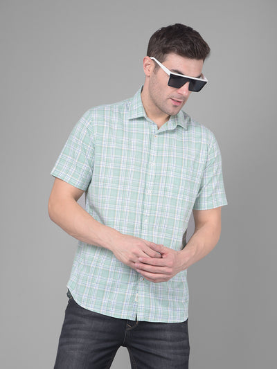 Light Green Checks Shirt-Men Shirts-Crimsoune Club