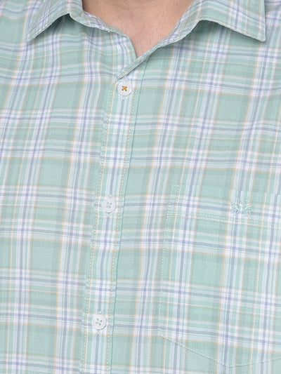 Light Green Checks Shirt-Men Shirts-Crimsoune Club