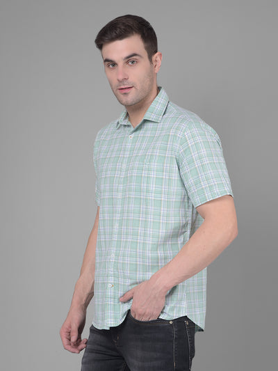 Light Green Checks Shirt-Men Shirts-Crimsoune Club
