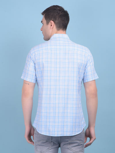 Light Blue Checks Shirt-Men Shirts-Crimsoune Club