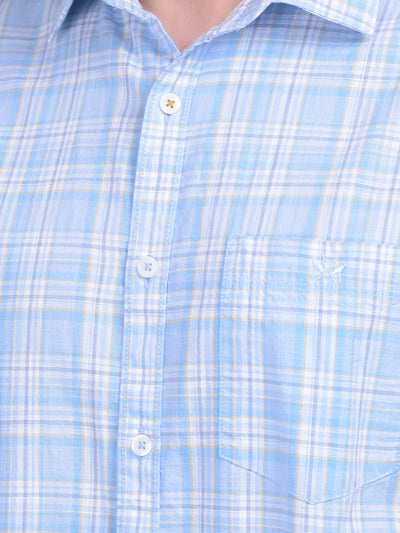 Light Blue Checks Shirt-Men Shirts-Crimsoune Club