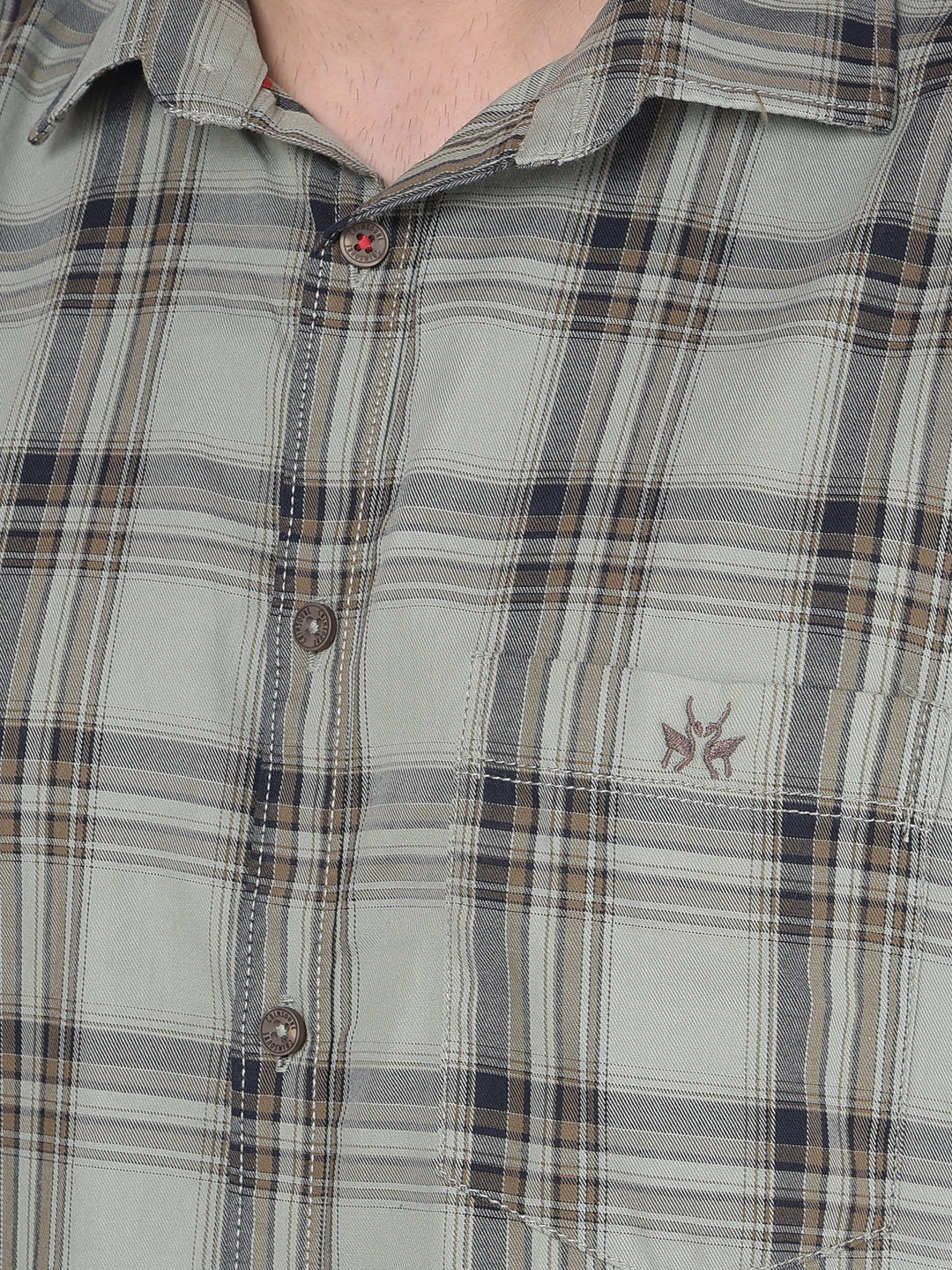 Light Green Checks Shirt-Men Shirts-Crimsoune Club