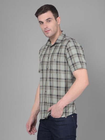 Light Green Checks Shirt-Men Shirts-Crimsoune Club