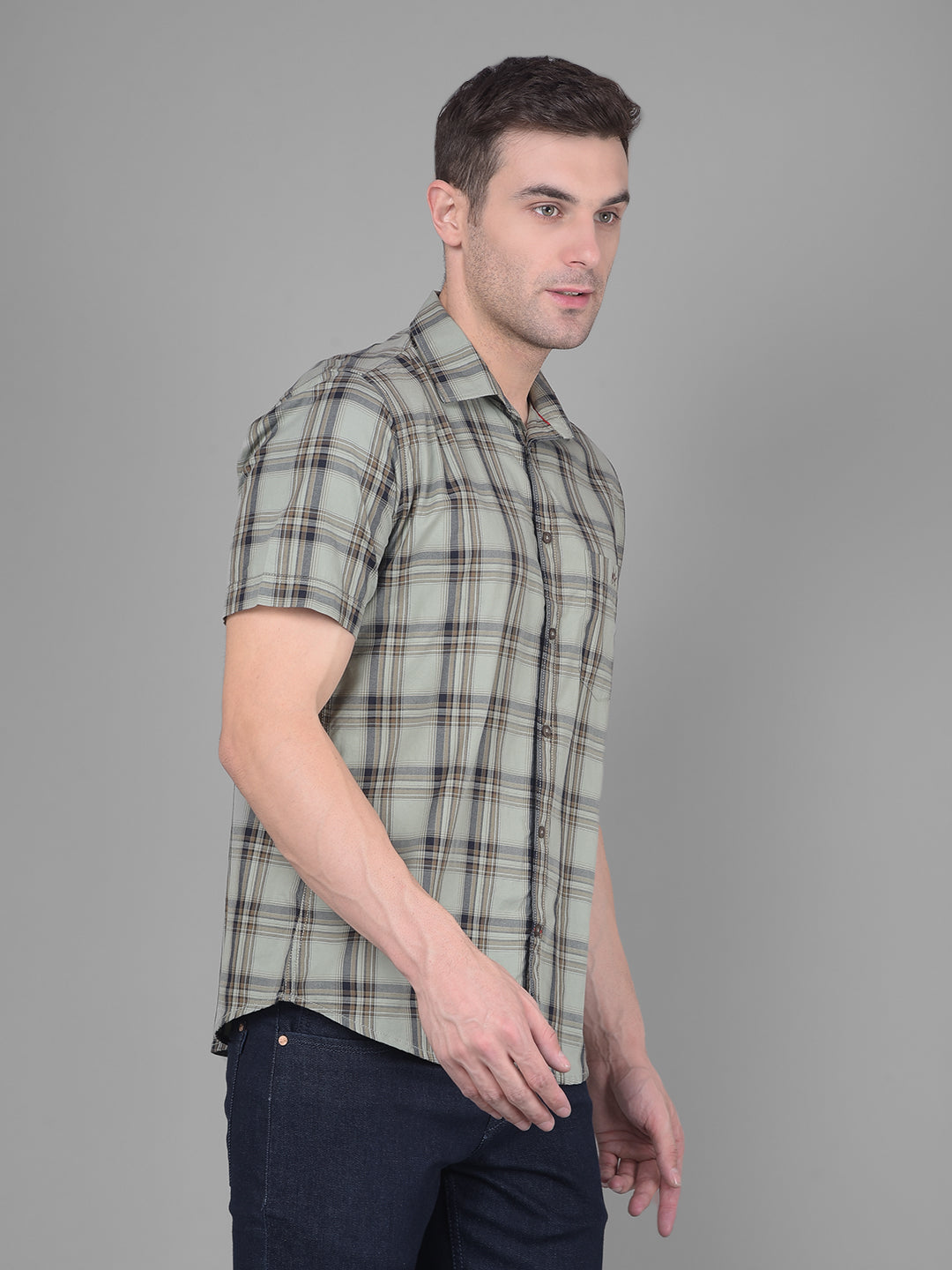 Light Green Checks Shirt-Men Shirts-Crimsoune Club