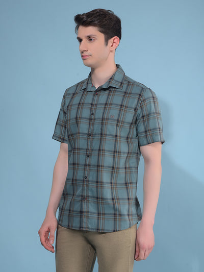 Blue Tartan Check 100% Cotton Shirt-Men Shirts-Crimsoune Club