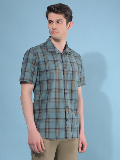 Blue Tartan Check 100% Cotton Shirt-Men Shirts-Crimsoune Club