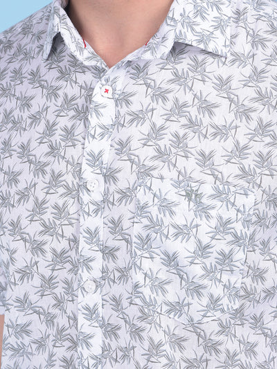 White Floral Print Shirt-Men Shirts-Crimsoune Club